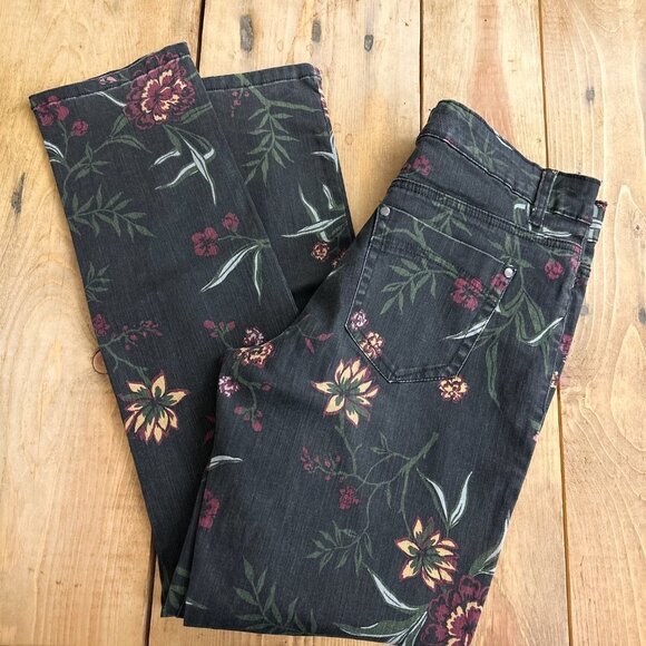 Bandolino Black‎ Floral Jeans Amy Size 6 - Picture 2 of 6